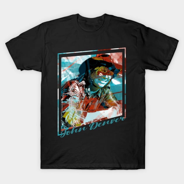 John Denver-Abstract Expressionist Potrait T-Shirt by CreatenewARTees